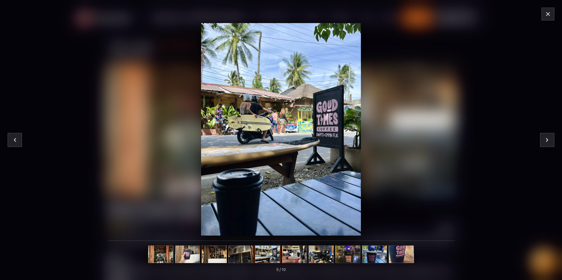 Coool Café full-screen photo gallery for a coffee shop in Koh Samui