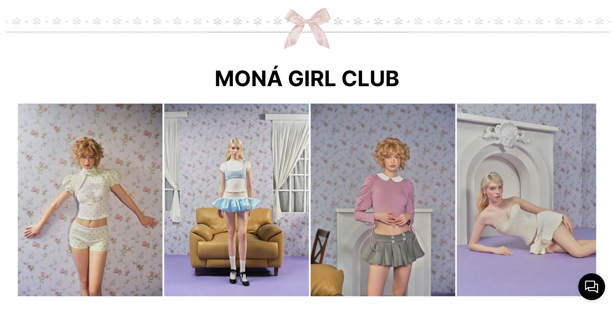 Moná Girl Club editorial gallery presented inside the Shopify store
